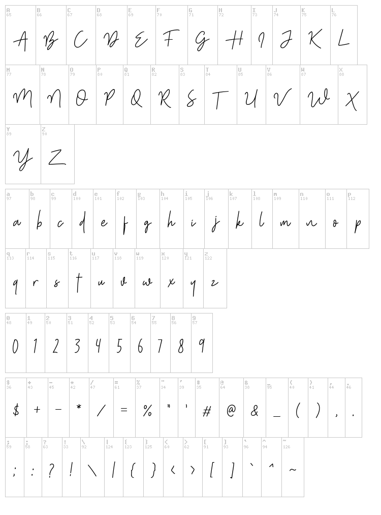 Shutter Stone font map